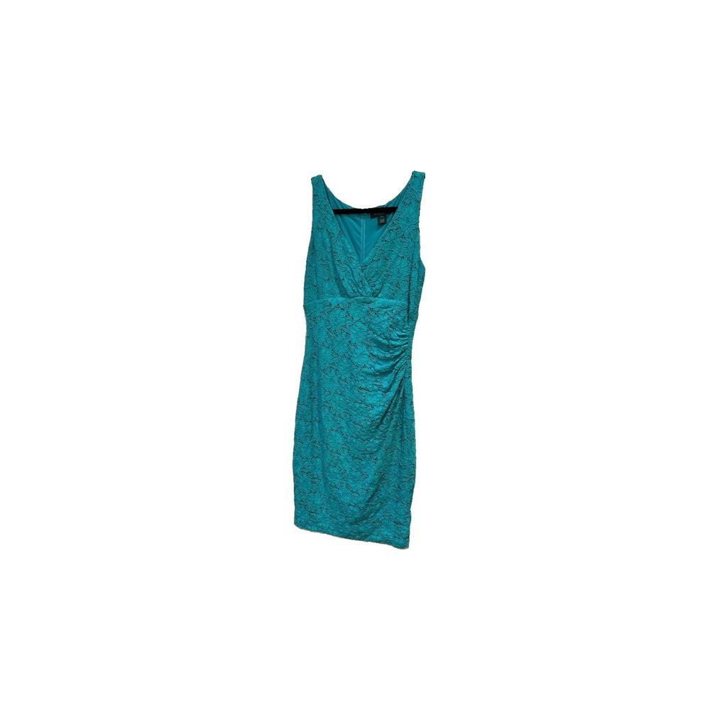 Lauren Ralph Lauren Sheath Dress Size 6 Sleeveless Lace Over Dress Turquoise - Picture 12 of 15